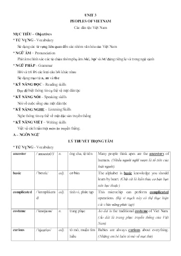 Chuyên đề Tiếng Anh 8 - Unit 3: People of Viet Nam