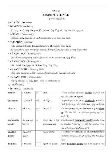 Chuyên đề Tiếng Anh Lớp 7 - Unit 3: Community Service