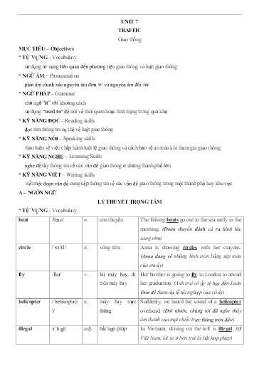 Chuyên đề Tiếng Anh Lớp 7 - Unit 7: Traffic