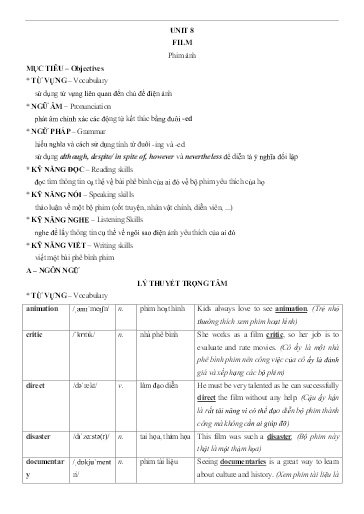 Chuyên đề Tiếng Anh Lớp 7 - Unit 8: Film