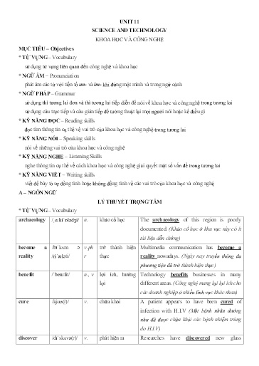 Chuyên đề Tiếng Anh Lớp 8 - Unit 11: Science and Technology