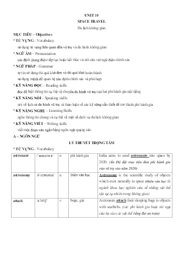 Chuyên đề Tiếng Anh Lớp 9 - Unit 10: Space travel