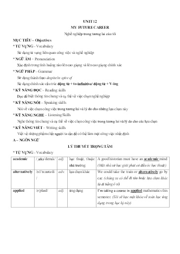 Chuyên đề Tiếng Anh Lớp 9 - Unit 12: My future career