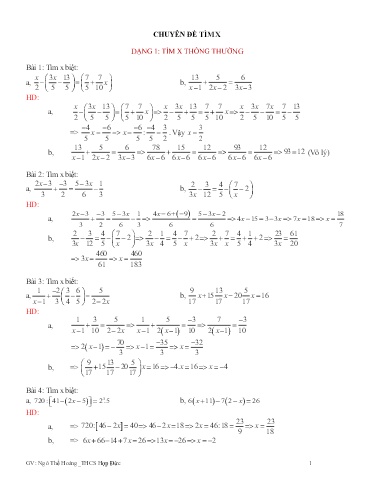 Chuyên đề Tìm X - Bồi dưỡng học sinh giỏi Toán 7 Chuyên đề Tìm X - Bồi dưỡng học sinh giỏi Toán 7