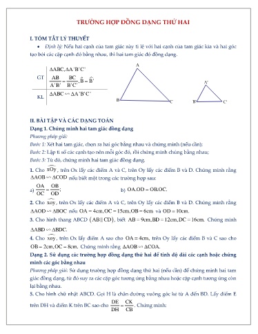 Chuyên đề Trường hợp đồng dạng thứ hai Toán 8