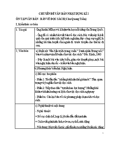 Chuyên đề Văn bản nhật dụng - Ngữ văn 9 (Học kì 2) Chuyên đề Văn bản nhật dụng - Ngữ văn 9 (Học kì 2)