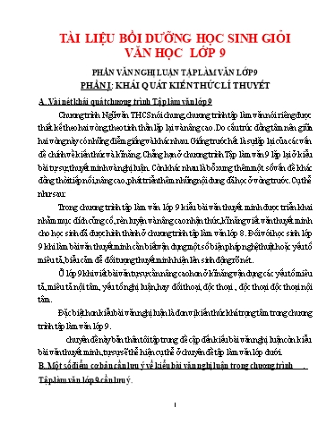 Chuyên đề Văn nghị luận - Bồi dưỡng HSG Lớp 9 Chuyên đề Văn nghị luận - Bồi dưỡng HSG Lớp 9