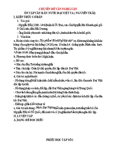 Chuyên đề Văn nghị luận - Ngữ văn Lớp 8