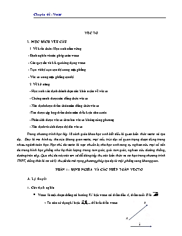 Chuyên đề Vectơ môn Toán 12