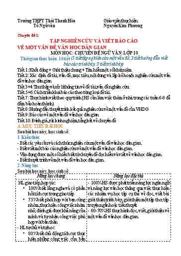 Giáo án Chuyên đề 1: Tập nghiên cứu và viết Báo cáo về một vấn đề văn học dân gian - Ngữ văn Lớp 10 Kết nối tri thức Giáo án Chuyên đề 1: Tập nghiên cứu và viết Báo cáo về một vấn đề văn học dân gian - Ngữ văn Lớp 10 Kết nối tri thức