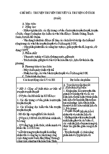 Giáo án Chuyên đề dạy thêm Ngữ văn 6 (Cánh diều) - Chủ đề 1: Truyện truyền thuyết và truyện cổ tích