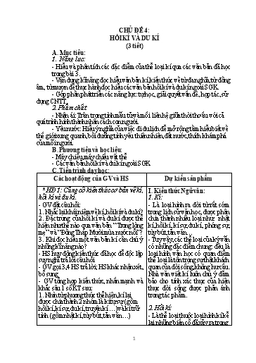 Giáo án Chuyên đề dạy thêm Ngữ văn 6 (Cánh diều) - Chủ đề 4: Hồi kí và du kí