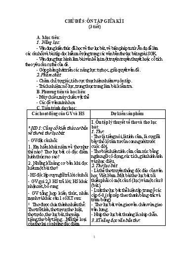 Giáo án Chuyên đề dạy thêm Ngữ văn 6 (Cánh diều) - Chủ đề 5: Ôn tập giữa học kì I
