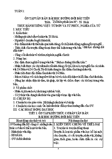Giáo án Chuyên đề dạy thêm - Ngữ văn 6 (Học kì I) Sách Kết nối tri thức Giáo án Chuyên đề dạy thêm - Ngữ văn 6 (Học kì I) Sách Kết nối tri thức
