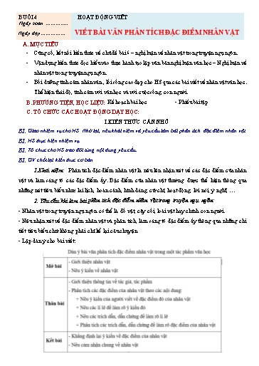 Giáo án Chuyên đề dạy thêm Ngữ văn 7 (Cánh diều) - Buổi 4: Viết bài văn phân tích đặc điểm nhân vật (Phần 1)