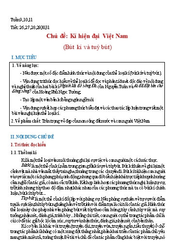 Giáo án Chuyên đề tích hợp - Chủ đề: Kí hiện đại Việt Nam - Ngữ Văn 12