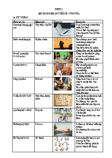 Giáo án Luyện tập Chuyên đề nâng cao ngữ pháp tiếng Anh 7 - Unit 1: My hobbies (Sở thích của tôi)