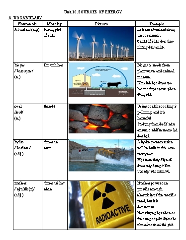 Giáo án Luyện tập Chuyên đề nâng cao ngữ pháp tiếng Anh 7 - Unit 10: Sources of energy