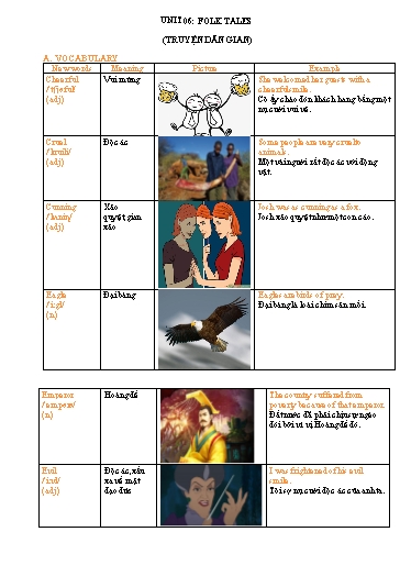 Giáo án Luyện tập Chuyên đề nâng cao ngữ pháp tiếng Anh 8 - Unit 6: Folk tales (Truyện dân gian)