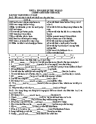 Giáo án Luyện tập Chuyên đề nâng cao ngữ pháp tiếng Anh 9 - Unit 9: English in the world