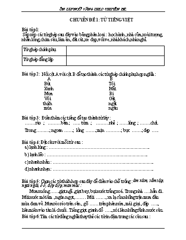 Ôn tập Ngữ văn 6 theo Chuyên đề - Chuyên đề: Từ tiếng Việt