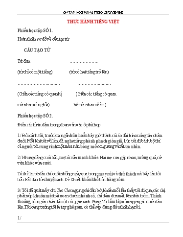 Ôn tập Ngữ văn 6 theo Chuyên đề - Thực hành Chuyên đề Từ tiếng Việt Ôn tập Ngữ văn 6 theo Chuyên đề - Thực hành Chuyên đề Từ tiếng Việt