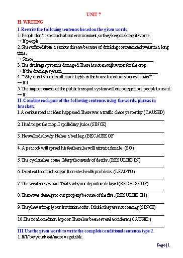 Ôn tập Tiếng Anh 8 (Học kì 2) - Chuyên đề 8: Writing Ôn tập Tiếng Anh 8 (Học kì 2) - Chuyên đề 8: Writing