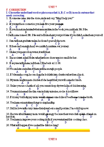 Ôn tập Tiếng Anh 9 (Học kì 2) - Chuyên đề 6: Correction