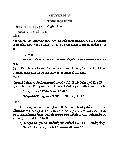 Ôn tập Toán 9 - Chuyên đề 19: Tổng hợp hình (Phần 1)