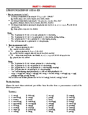 Ôn thi THPTQG môn tiếng Anh - Chuyên đề 1: Ngữ âm (Phonetics) Ôn thi THPTQG môn tiếng Anh - Chuyên đề 1: Ngữ âm (Phonetics)
