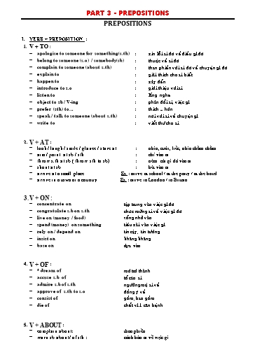 Ôn thi THPTQG môn tiếng Anh - Chuyên đề 3: Giới từ (Prepositions) Ôn thi THPTQG môn tiếng Anh - Chuyên đề 3: Giới từ (Prepositions)