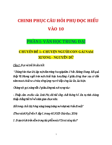 Ôn thi vào 10 môn Ngữ văn 9 - Chuyên đề Đọc hiểu Ôn thi vào 10 môn Ngữ văn 9 - Chuyên đề Đọc hiểu