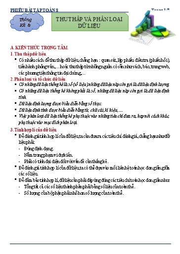 Phiếu bài tập dạy thêm - Chuyên đề: Thu thập và phân loại dữ liệu - Toán 8 Kết nối tri thức