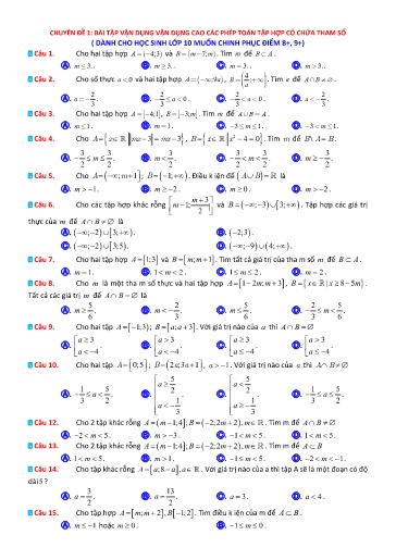 Tổng hợp 15 Chuyên đề Vận dụng, vận dụng cao môn Toán 10 Tổng hợp 15 Chuyên đề Vận dụng, vận dụng cao môn Toán 10