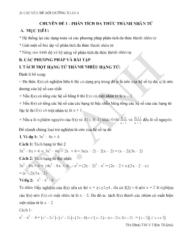 Tổng hợp 20 Chuyên đề Bồi dưỡng học sinh giỏi Toán 8